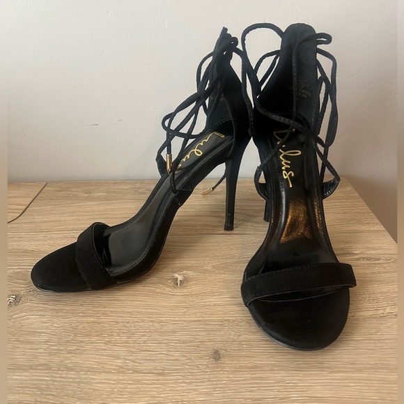 Lulus stiletto black strappy heels - Picture 1 of 8